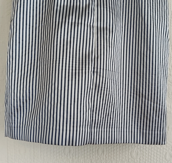Banana Republic Navy Blue and White Pin Striped Satin Mini Dress With Bow Detail - Picture 10 of 12